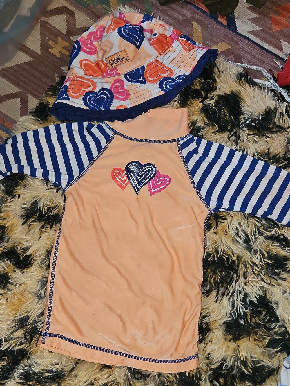 EUC UV Skins SPF Reversible Sun Swim Hat & Swim Shirt Rash Guard UPF SPF 50